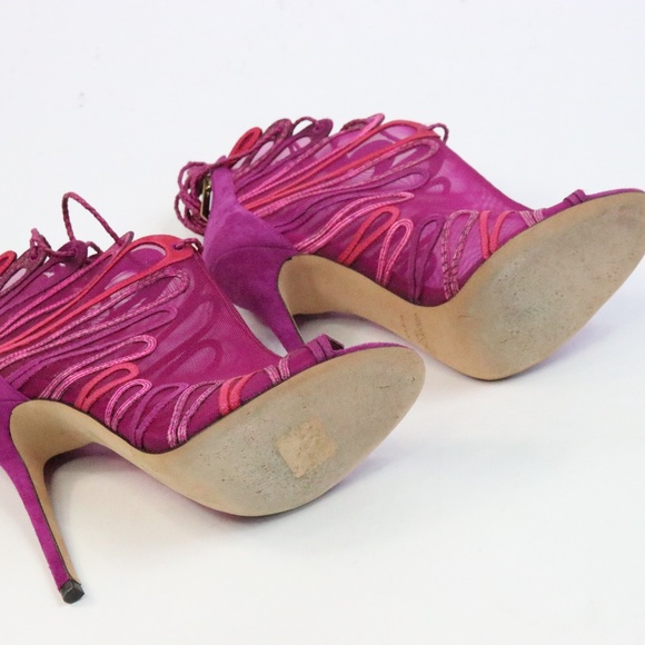 Jimmy Choo Pink Kafira Mesh Ankle Boot U015 - Picture 5 of 6